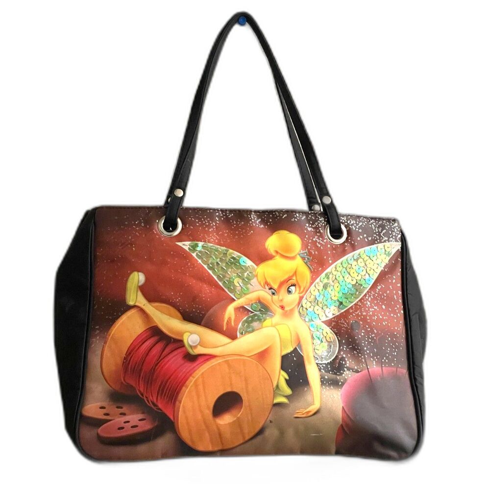 Disney Tinkerbell Tote Handbag Purse Multicolor Sequins Gems Sewing Thread 14x10